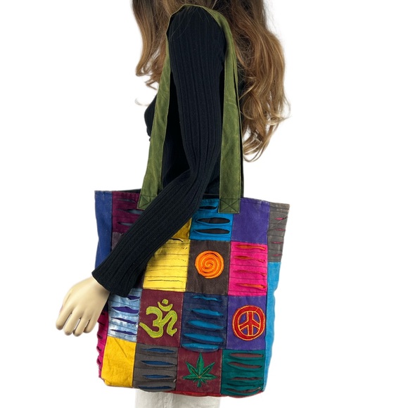 Colorful patchwork hippie tote bag - Picture 2 of 16